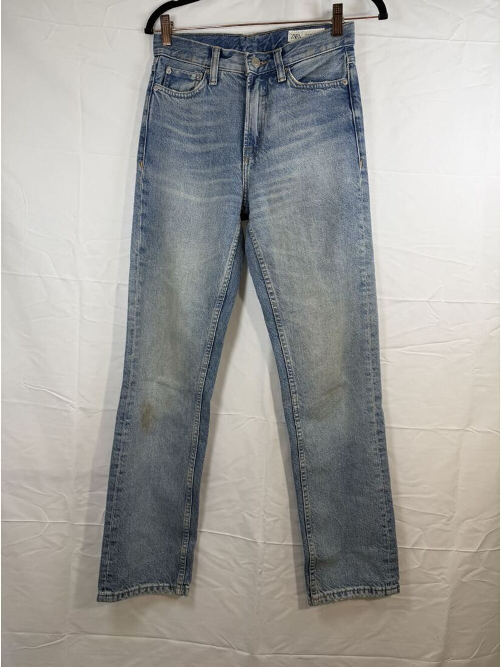 Zara High Rise Straight Leg Jeans Light Wash Size 0